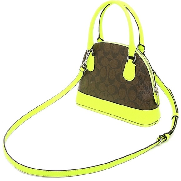 neon green coach purse